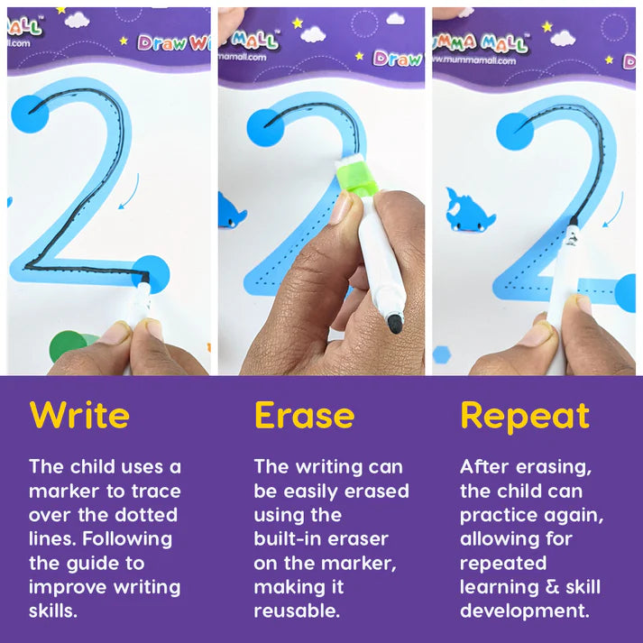 "50% OFF – 68 Pages Reusable Handwriting Tracing Book (2+ Years) + FREE 2000+ Pages Kids’ PDF Worksheets 📚